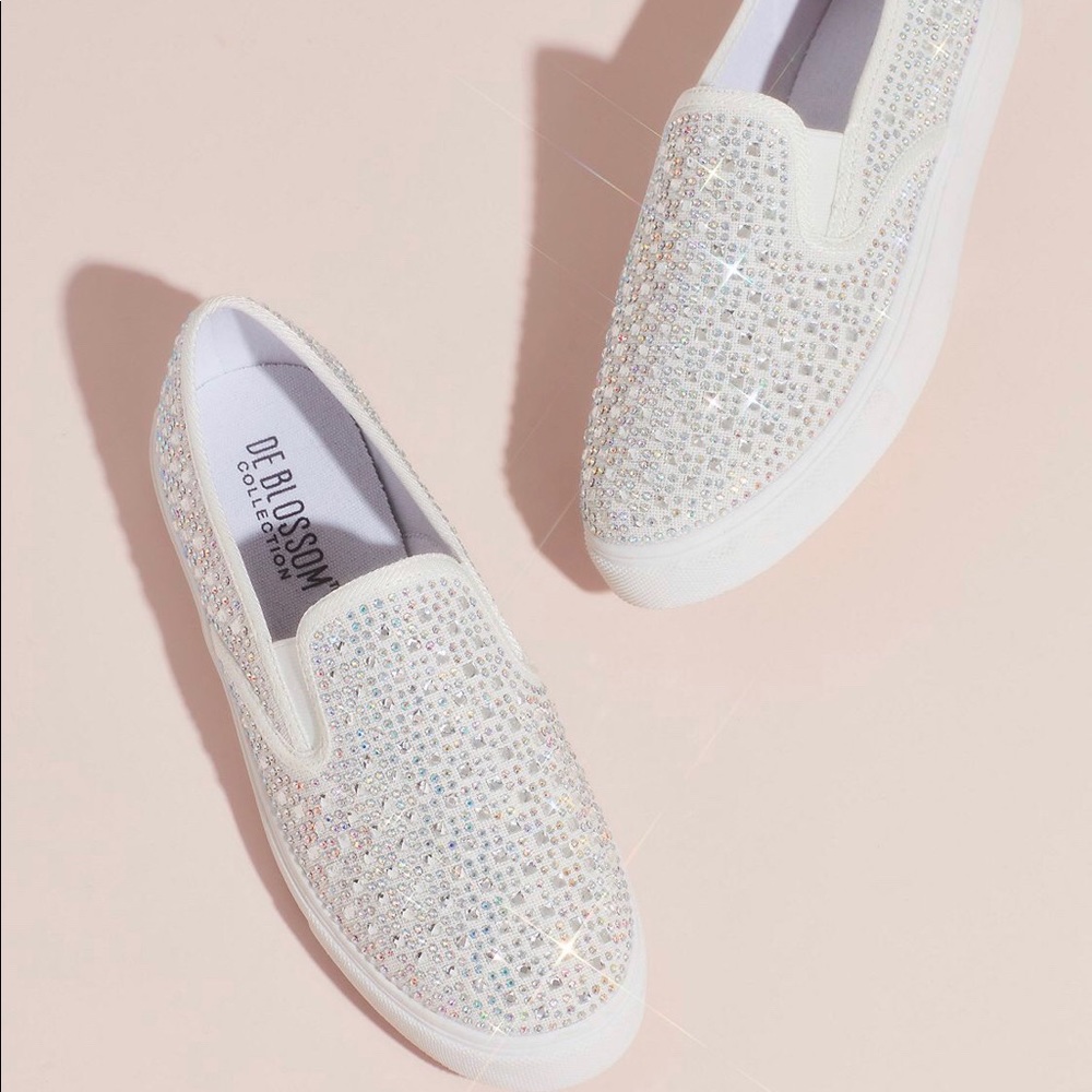 David’s Bridal Crystal Studded Slip on sneakers
